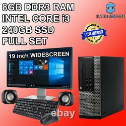 Computer Set PC DELL HP i3 Desktop 8GB RAM 240GB SSD WINDOWS10 WIDESCREEN WiFi