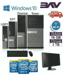 DELL/HP i5 QUAD DESKTOP TOWER PC & TFT COMPUTER SET 16GB WINDOWS 10 HDD & SSD