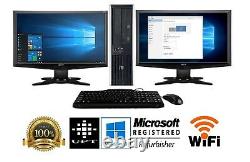 Dell or hp Desktop PC Computer Dual Core 500GB 4GB DUAL 19 LCD WiFi Windows 10