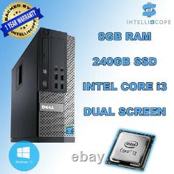Desktop Computer Dell HP Fast PC 8GB RAM 240GB SSD Quad Thread i3 Windows10 WiFi