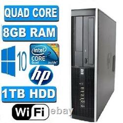 Fast HP Quad Core Pc Computer Desktop Tower Windows 10 Wifi 8gb Ram 1000gb Hdd