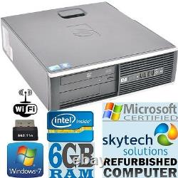 Fast HP Windows 10 PRO Cheap Computer Desktop PC 6GB 250GB Dual Core DVD WiFi