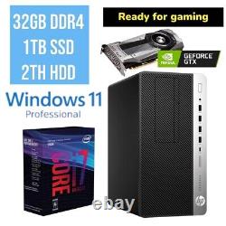 GAMING READY HP Desktop MT i7 NVIDIA GTX 32GB RAM 1TB SSD 2TB W11P WIFI BT5.0