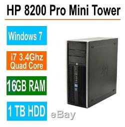 HP 8200 Pro Desktop Computer, 16GB RAM, 1TB, Intel i7 Quad Core 3.4GHz, Win 7