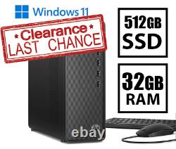 HP Desktop Computer 32GB 500GB SSD Quad Core 4.4Ghz Win 11 WiFi BLUETOOTH SFF