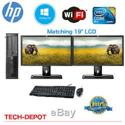 HP Desktop PC Computer Core 2 Duo 4GB HD DUAL 19 LCD Monitor Windows 10