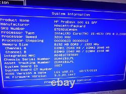 HP PRODESK 600 G1 SFF DESKTOP PC INTEL i5-4570 3.20GHz 8GB 500GB WINDOWS 10 PRO