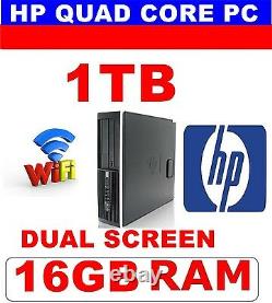 HP Windows 10 Quad Core Computer Pc 16gb 1tb Dual Screen Wifi 1 Year Warranty
