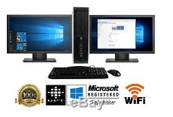 Hp Desktop PC Computer Core 2 Duo 500GB, 4GB DUAL 19 Wide LCDs WiFi Windows 10