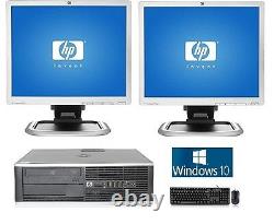 Hp Desktop PC Computer Dual Core 4GB RAM DUAL 19 LCD Monitor Windows 10 WiFi