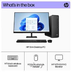 New HP S01 Slim Desktop PC & 27 Monitor 12th Gen Core i3 4.30ghz 16GB 512GB SSD