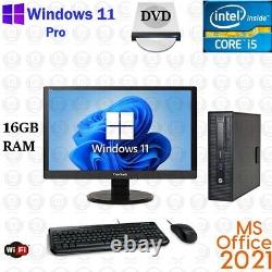 Windows 11 HP Core i5 500GB SSD 16GB 22 LCD WiFi Desktop Computer PC Office21