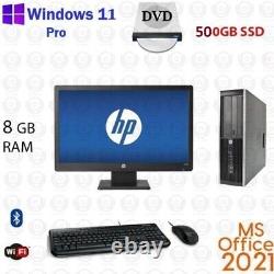 Windows 11 HP Desktop 8GB RAM 500GB SSD 20 LCD WiFi Computer PC Office 2021