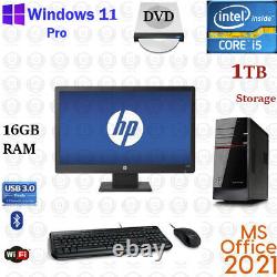 Windows 11 HP i5 16GB RAM 1TB 22 LCD WiFi Desktop Computer PC SD Office 2021