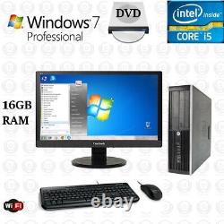 Windows 7 64 Bit HP i5 3.2 ghz 1TB 16GB RAM 20 LCD WiFi Desktop Computer PC